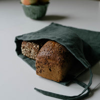 Unique Hemp Linen Bread bag in natural non-dyed hemp fabric inside linen fabric outside - storage bag / bread serving & storage basket