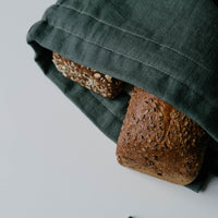 Unique Hemp Linen Bread bag in natural non-dyed hemp fabric inside linen fabric outside - storage bag / bread serving & storage basket