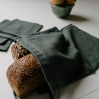 Unique Hemp Linen Bread bag in natural non-dyed hemp fabric inside linen fabric outside - storage bag / bread serving & storage basket