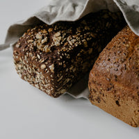 Unique Hemp Linen Bread bag in natural non-dyed hemp fabric inside linen fabric outside - storage bag / bread serving & storage basket