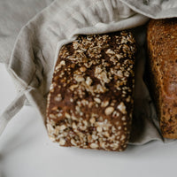 Unique Hemp Linen Bread bag in natural non-dyed hemp fabric inside linen fabric outside - storage bag / bread serving & storage basket