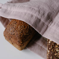 Unique Hemp Linen Bread bag in natural non-dyed hemp fabric inside linen fabric outside - storage bag / bread serving & storage basket