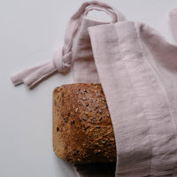 Unique Hemp Linen Bread bag in natural non-dyed hemp fabric inside linen fabric outside - storage bag / bread serving & storage basket