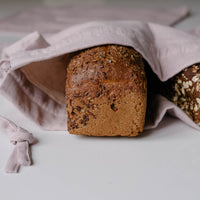 Unique Hemp Linen Bread bag in natural non-dyed hemp fabric inside linen fabric outside - storage bag / bread serving & storage basket