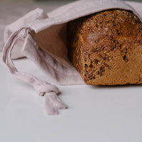 Unique Hemp Linen Bread bag in natural non-dyed hemp fabric inside linen fabric outside - storage bag / bread serving & storage basket