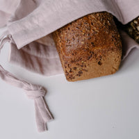 Unique Hemp Linen Bread bag in natural non-dyed hemp fabric inside linen fabric outside - storage bag / bread serving & storage basket