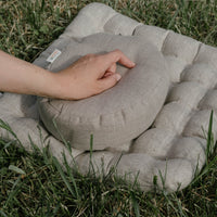 Small articular yoga cushion filled buckwheat hulls Linen Zafu pillow / Oval Linen floor pillow with Buckwheat hulls Meditation