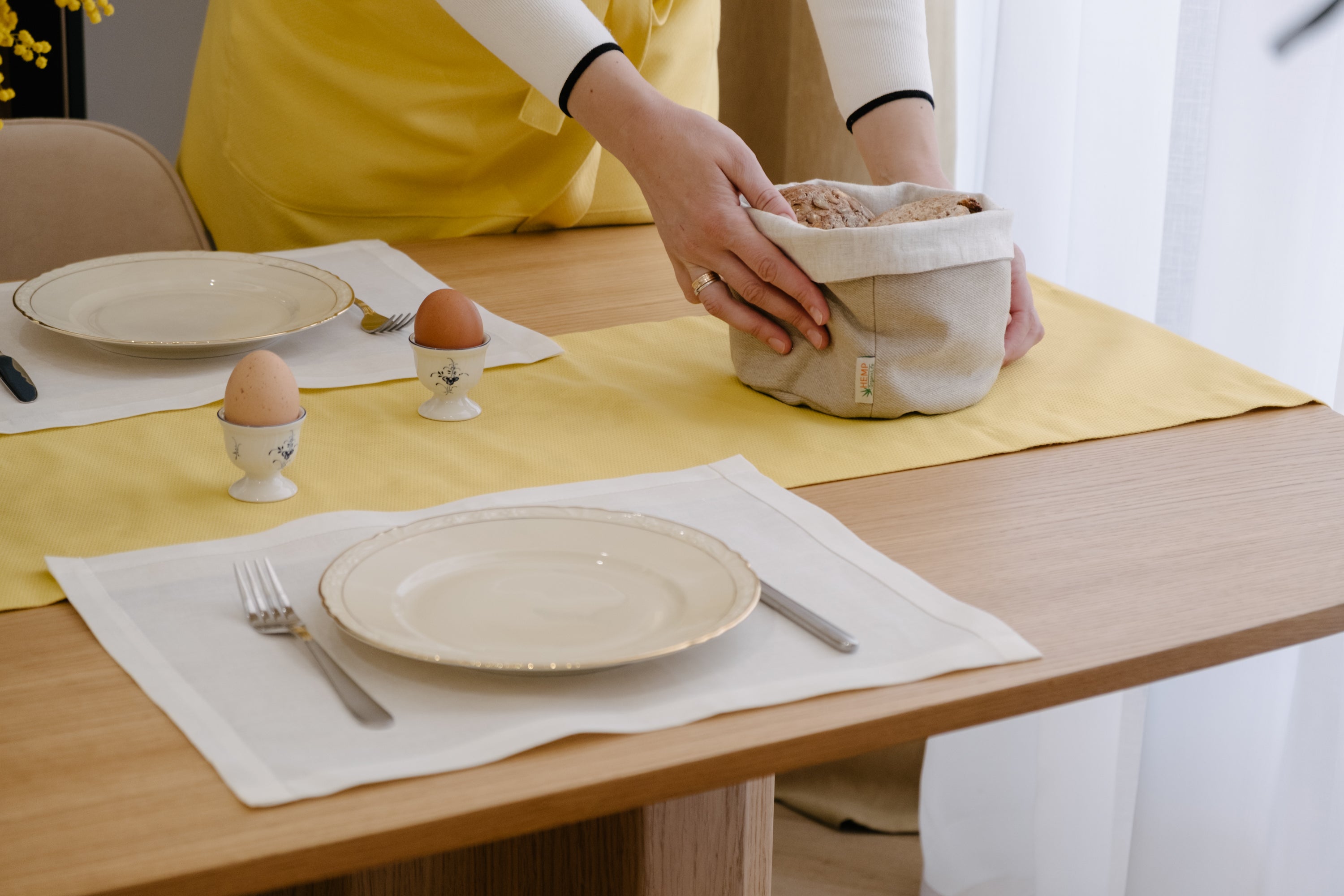 Hemp Placemat Natural Kitchen Hemp Eco-Friendly Cloth Table Linens Mats 14'' x 18'' for Table Decor, Rustic Dining