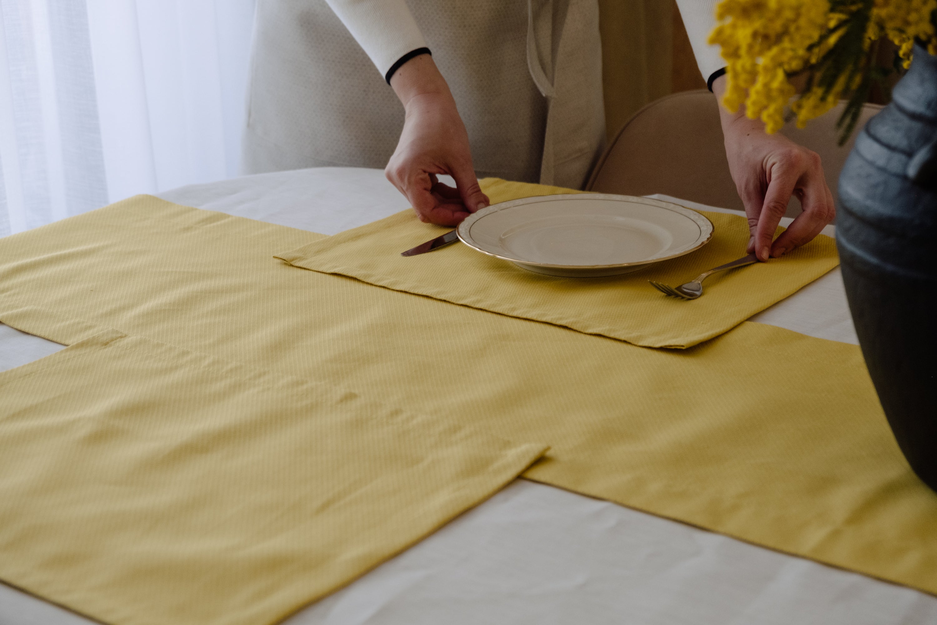 Hemp Placemat Natural Kitchen Hemp Eco-Friendly Cloth Table Linens Mats 14'' x 18'' for Table Decor, Rustic Dining