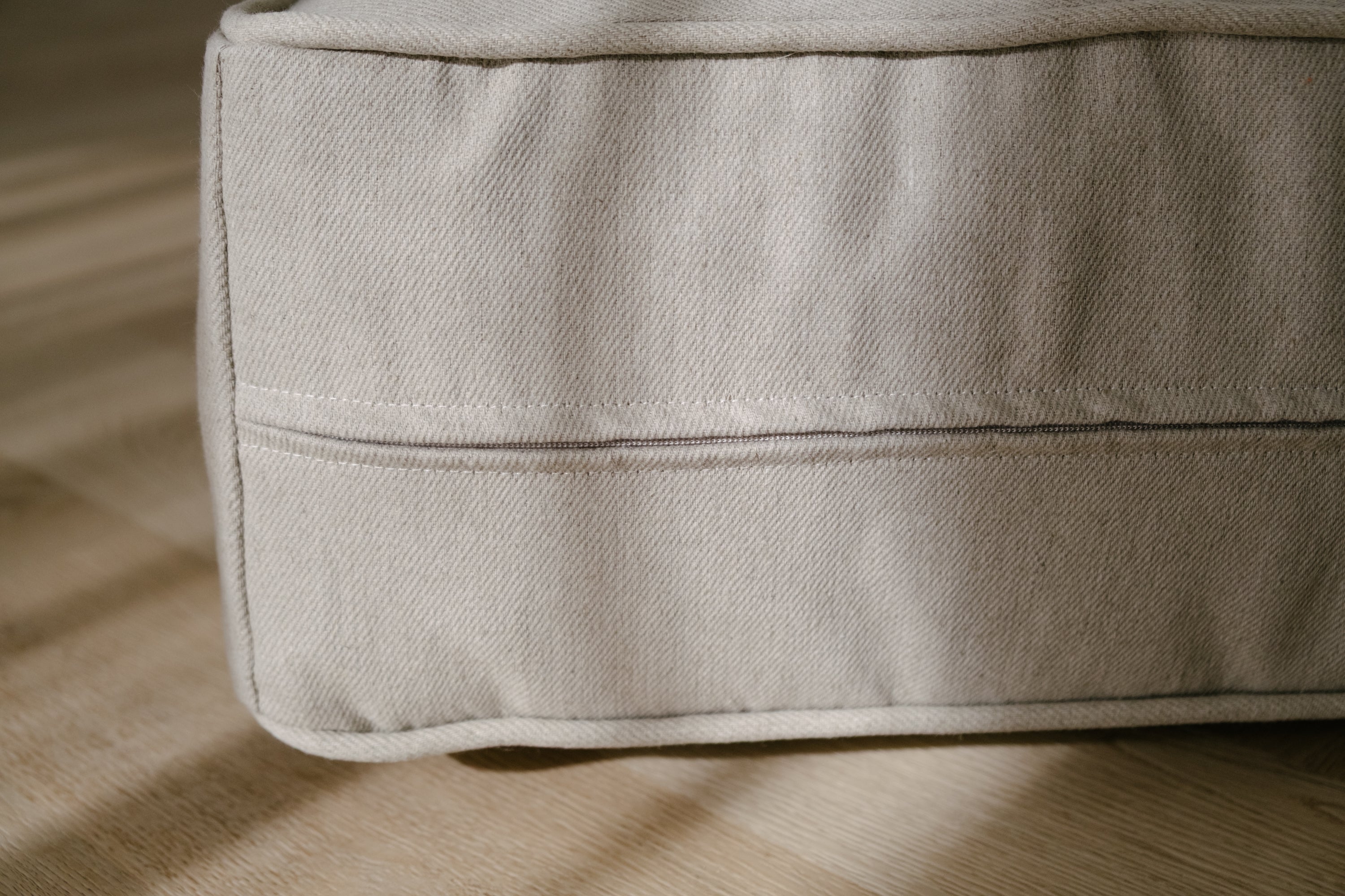 Natural Hemp Fiber Dog Bed with RemovableLinen Cover - Pet Pouf for Large & Small Dogs Thick Breathable Mat Pad Pet Cushion