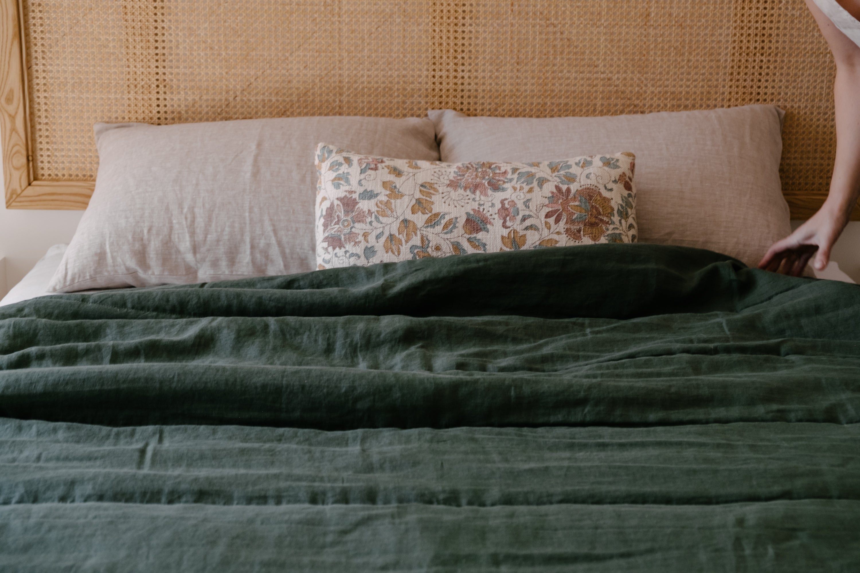 Natural Hemp Linen Blanket "Wood Breeze" quilt - linen organic fabric + filler organic Hemp fiber