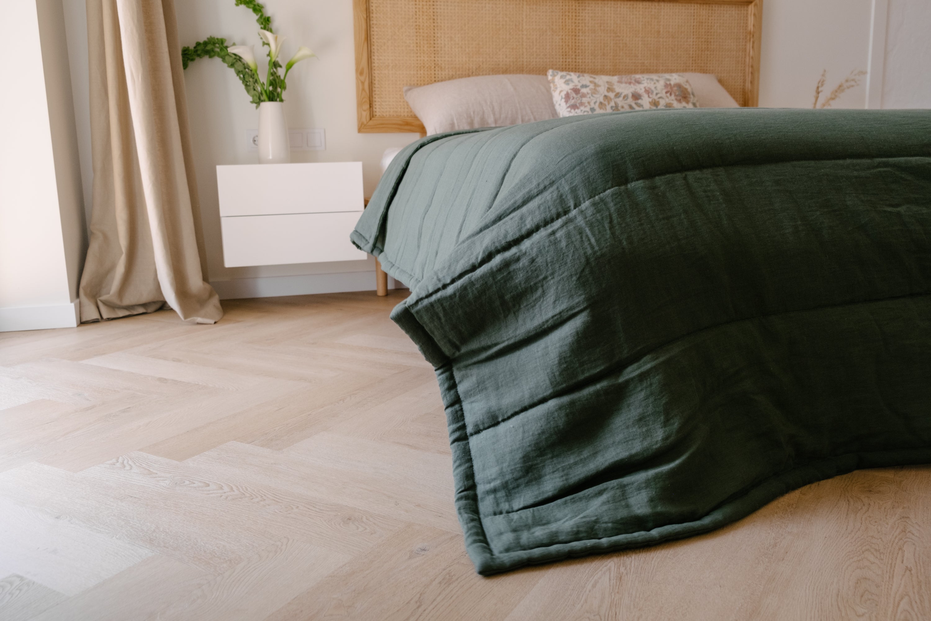 Natural Hemp Linen Blanket "Wood Breeze" quilt - linen organic fabric + filler organic Hemp fiber
