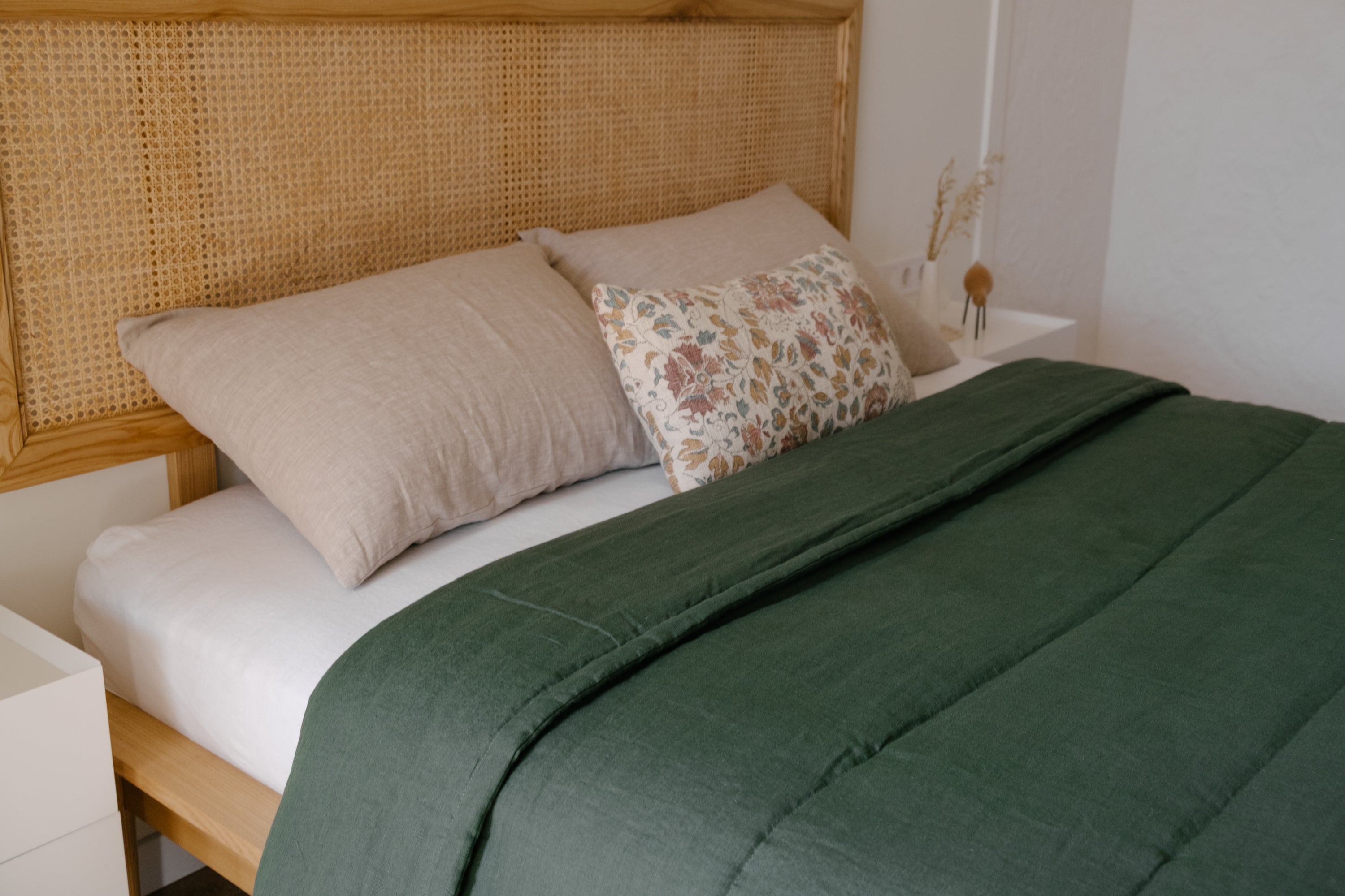 Natural Hemp Linen Blanket "Wood Breeze" quilt - linen organic fabric + filler organic Hemp fiber