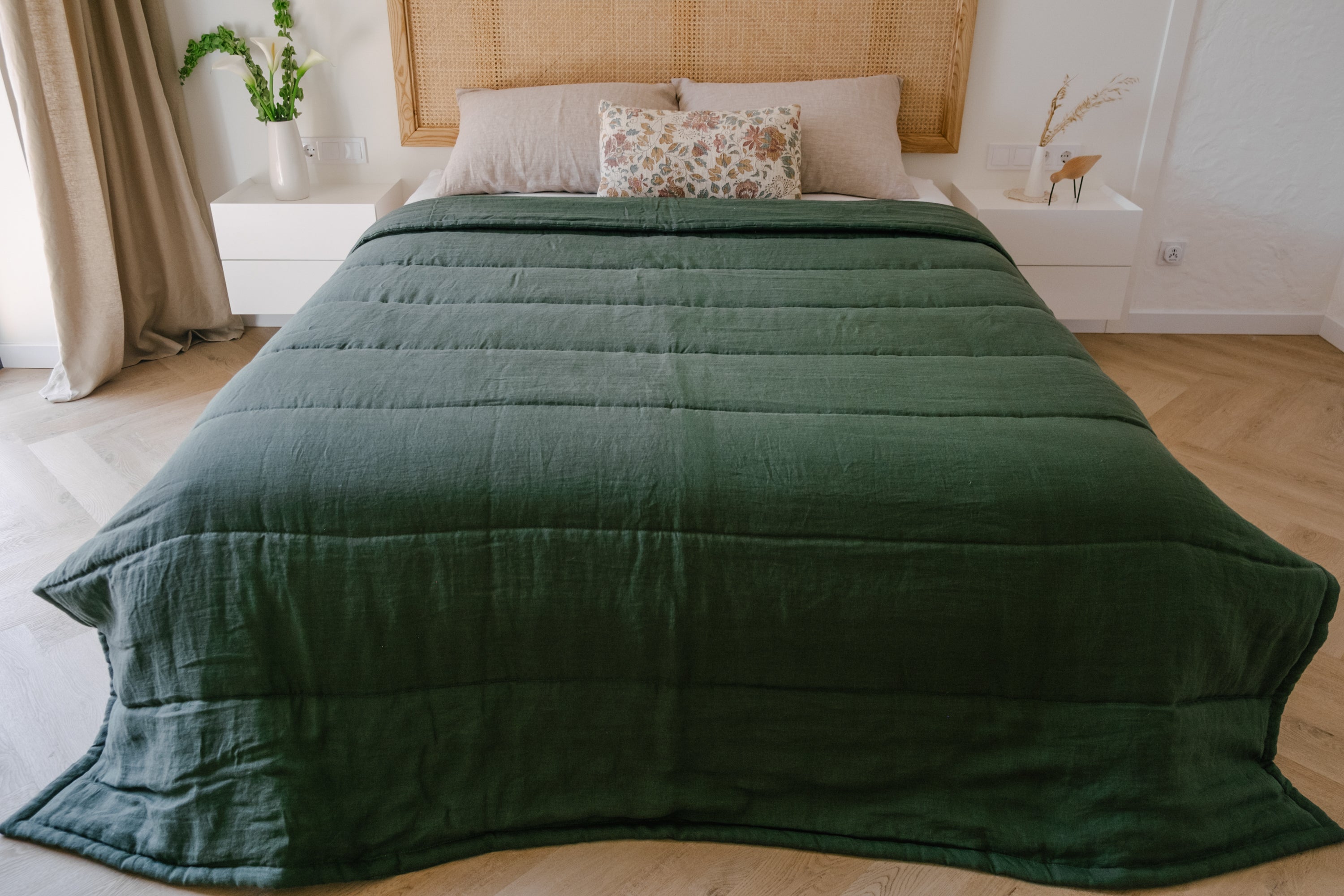Natural Hemp Linen Blanket "Wood Breeze" quilt - linen organic fabric + filler organic Hemp fiber