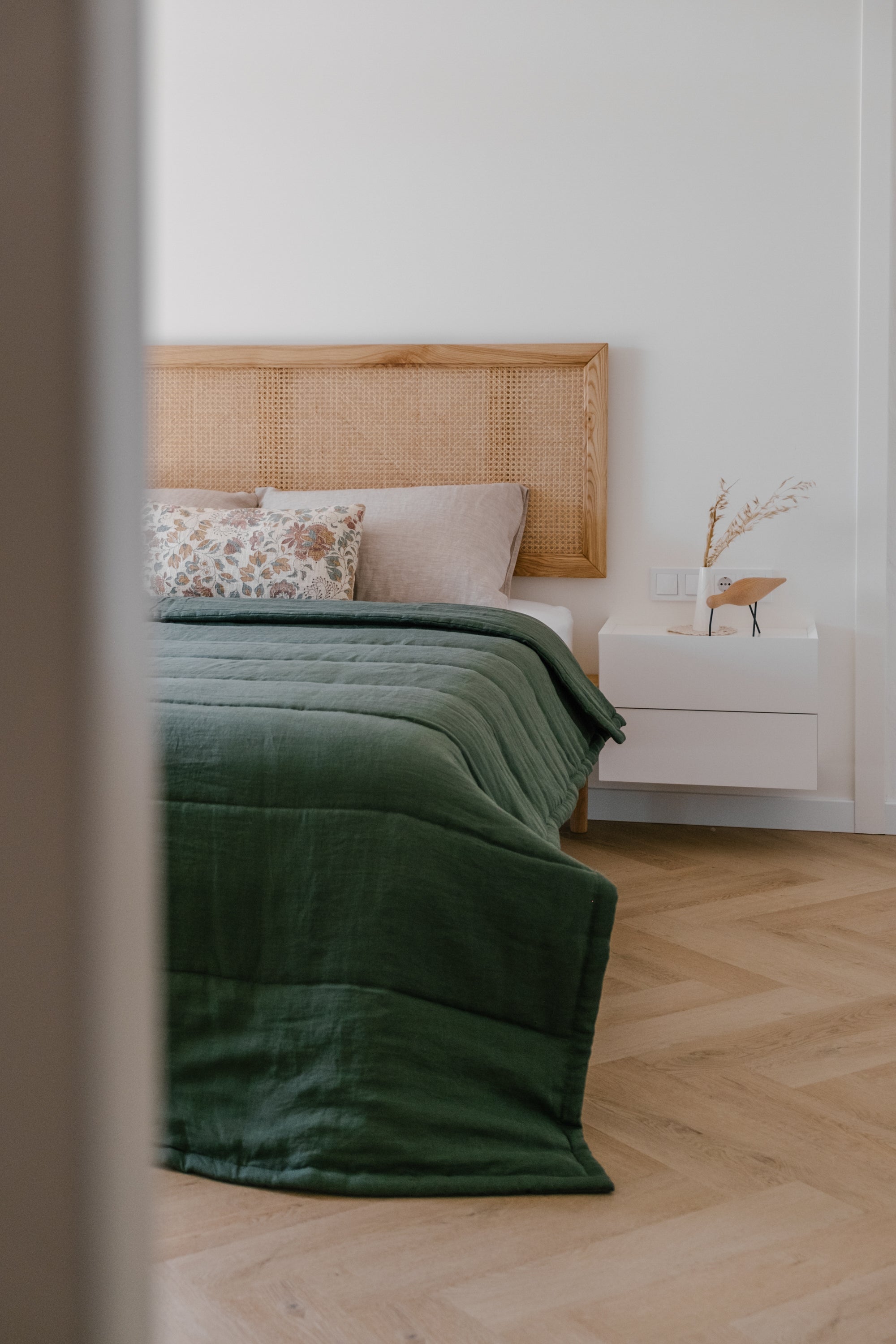 Natural Hemp Linen Blanket "Wood Breeze" quilt - linen organic fabric + filler organic Hemp fiber