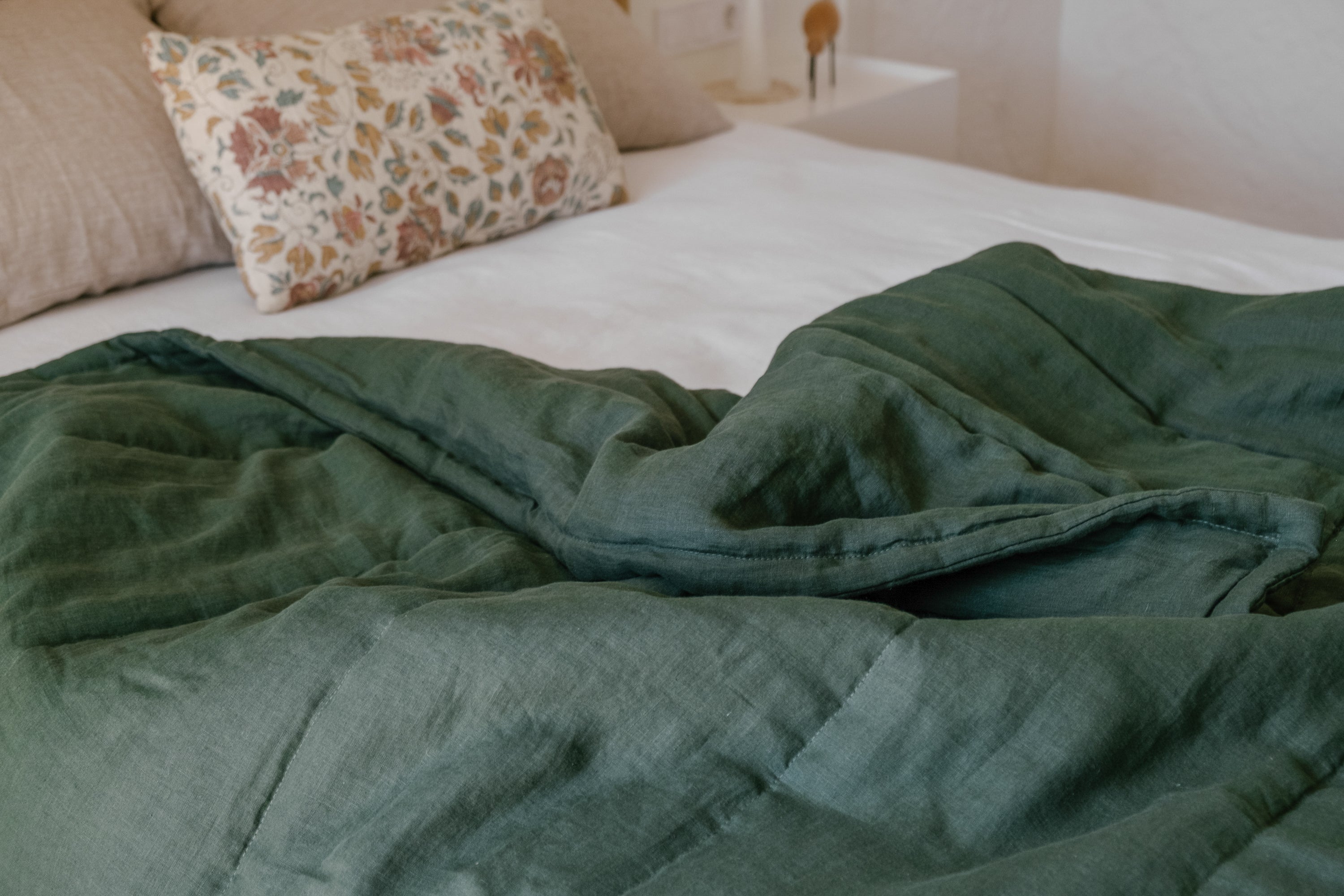 Natural Hemp Linen Blanket "Wood Breeze" quilt - linen organic fabric + filler organic Hemp fiber