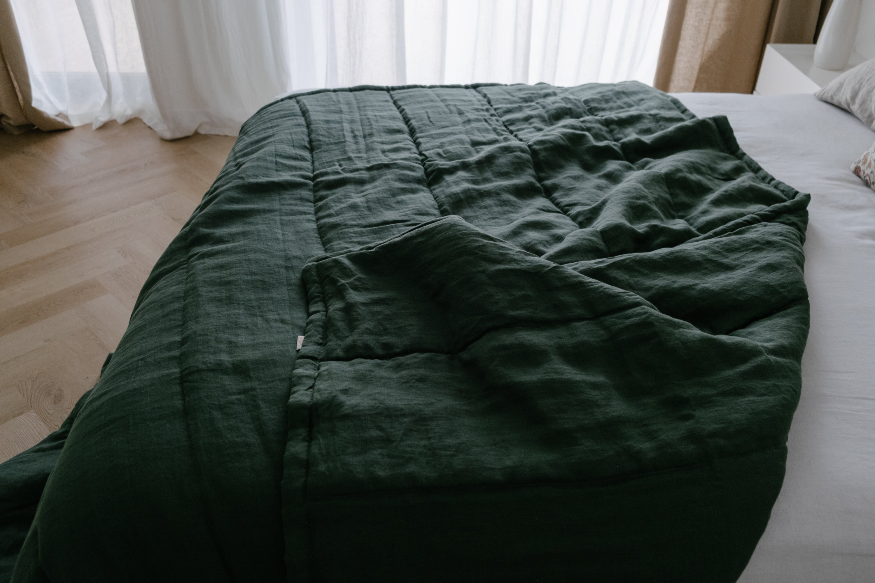 Natural Hemp Linen Blanket "Wood Breeze" quilt - linen organic fabric + filler organic Hemp fiber