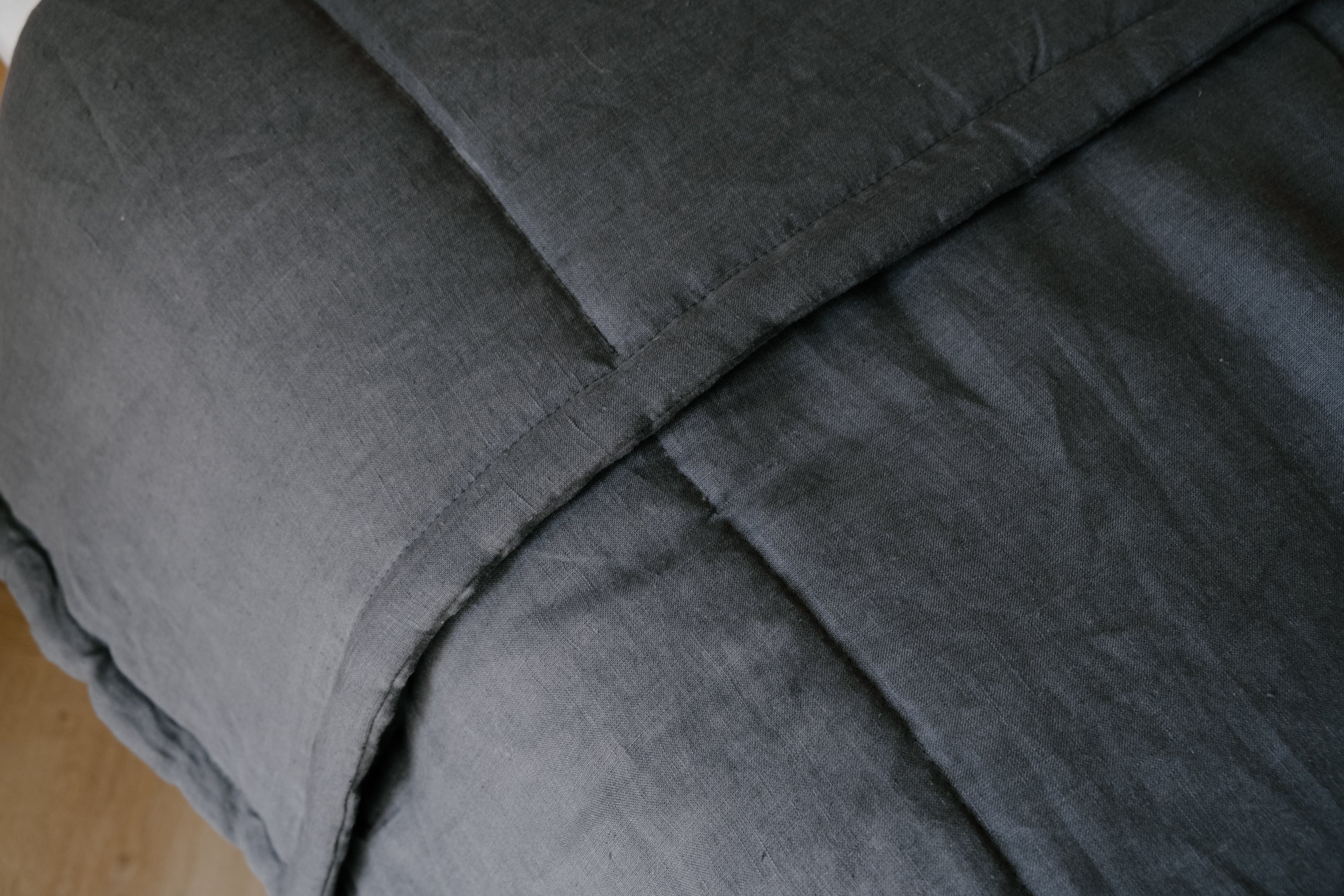 Thick 400gr.m2 Natural Hemp Linen Blanket Graphite Earth Hemp Fiber Filler in Linen Fabric / Hand made