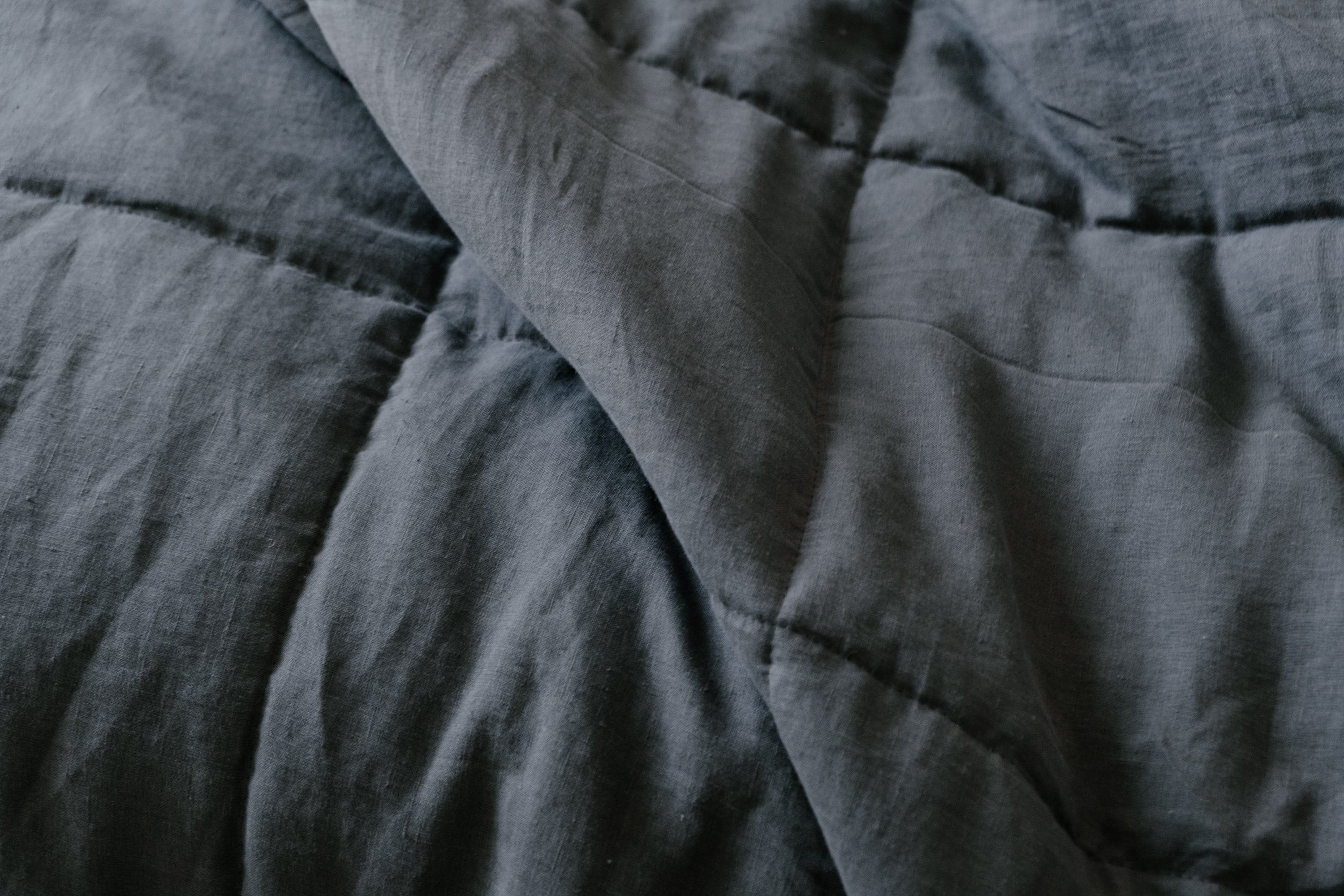 Thick 400gr.m2 Natural Hemp Linen Blanket Graphite Earth Hemp Fiber Filler in Linen Fabric / Hand made