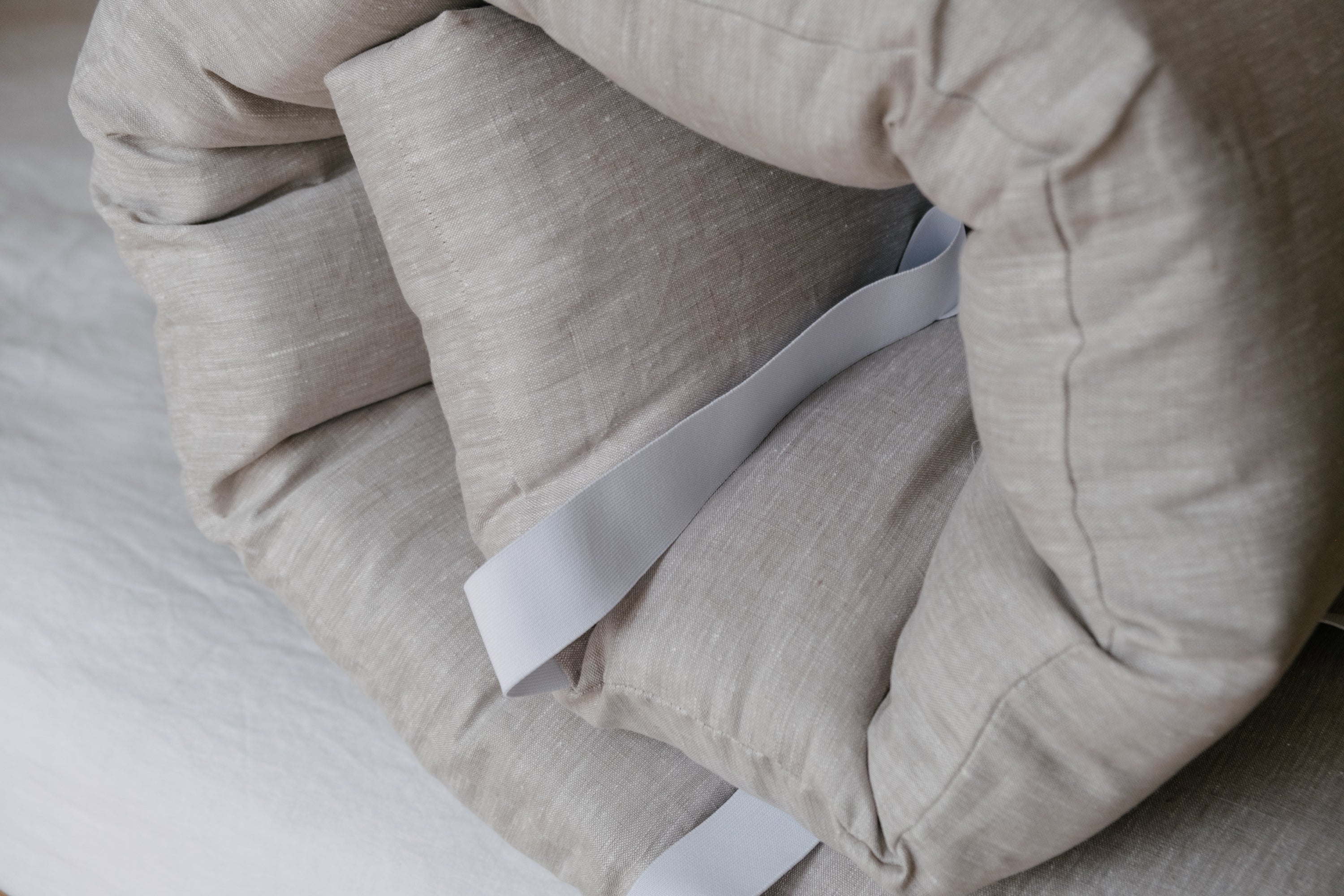 Organic Hemp Topper HEMP FIBER filling Thick in non-dyed natural Linen fabric with elastic bands at the corners Handmade Futon