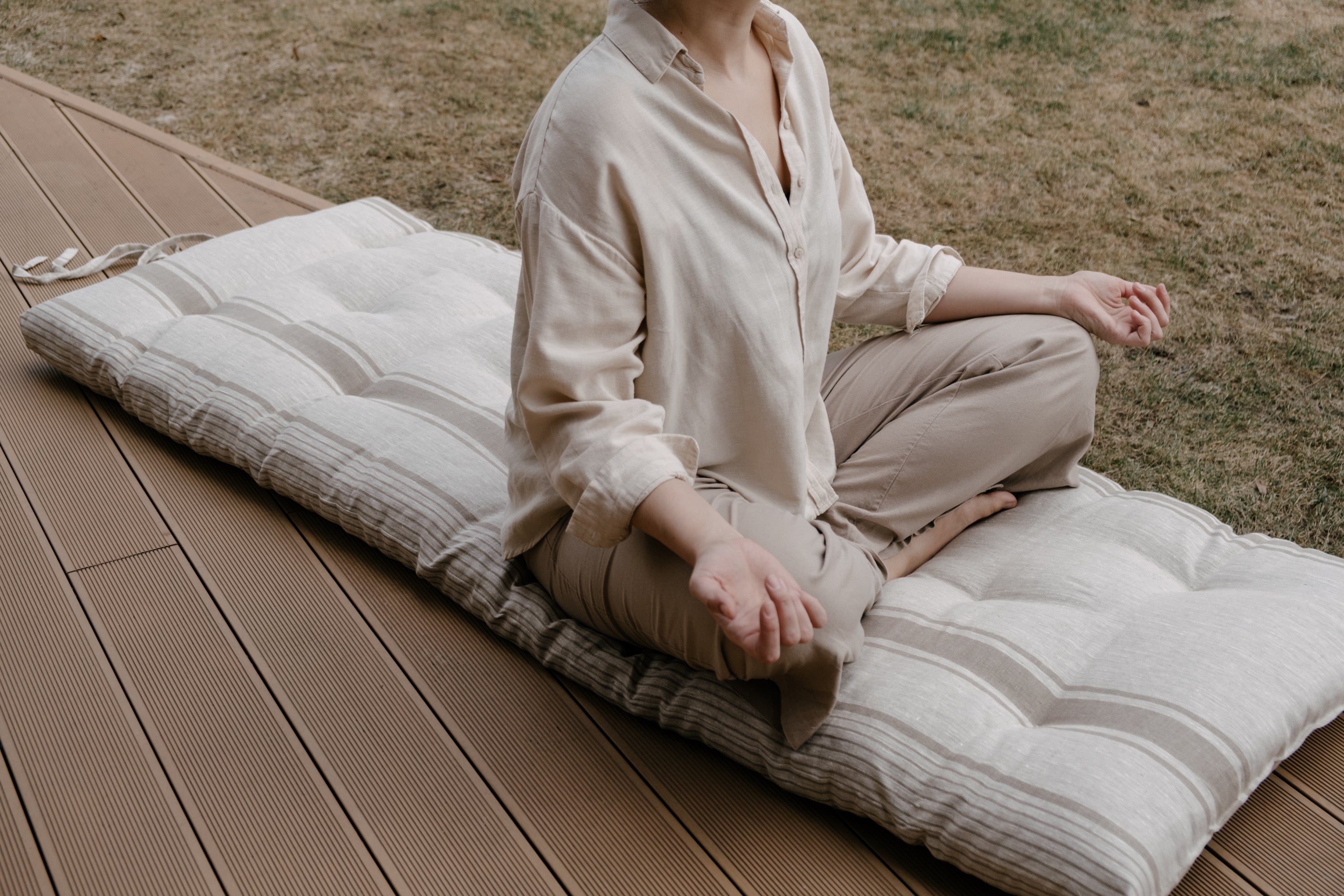2" Hemp Linen Mattress Topper Mat - Slow Living Comfort Pure Linen & Hemp Fiber Filling  Hand made