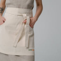 Cotton Waist Apron, natural bistro apron half apron with pockets Personalized Embroidery Apron for women, men