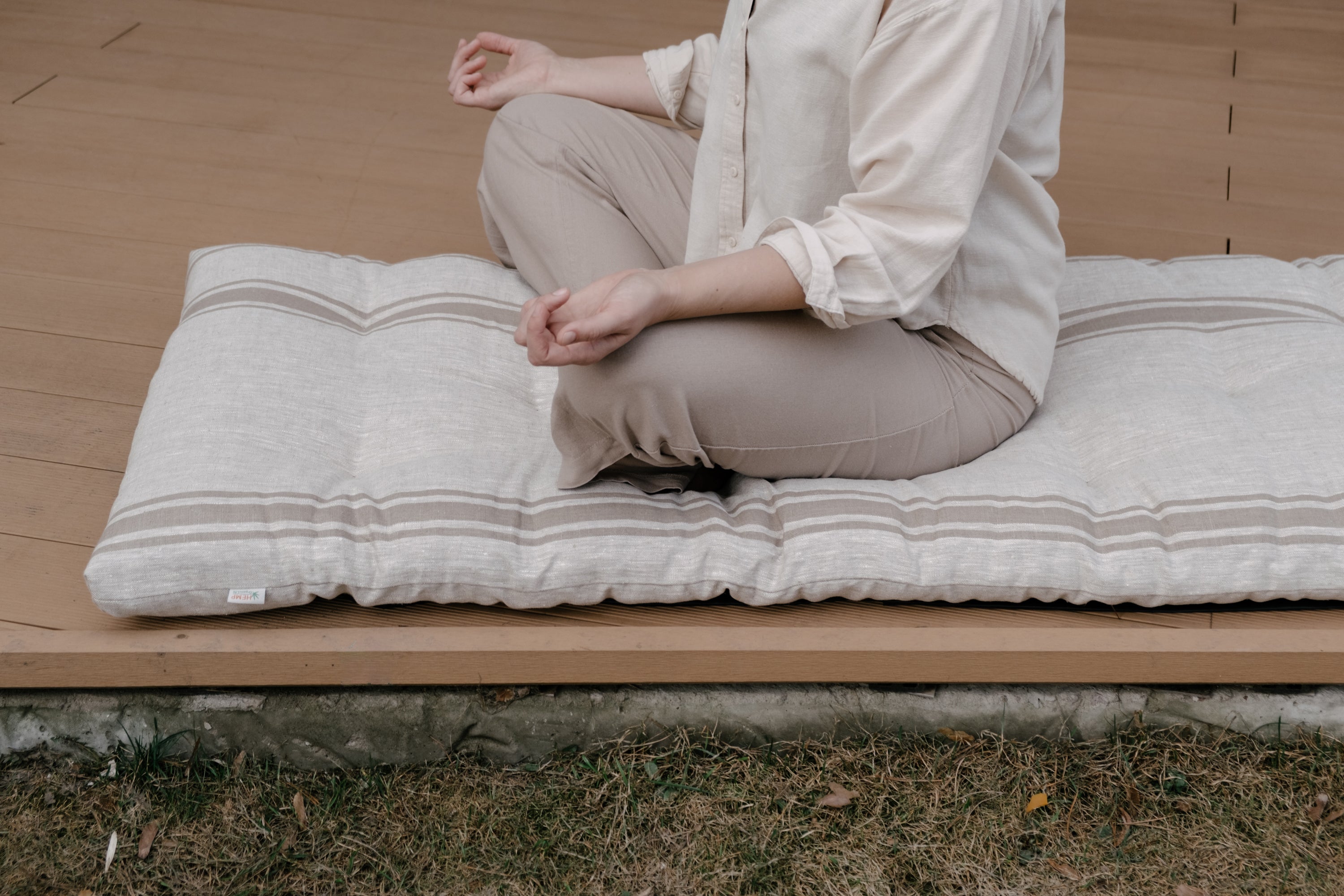 2" Hemp Linen Mattress Topper Mat - Slow Living Comfort Pure Linen & Hemp Fiber Filling  Hand made