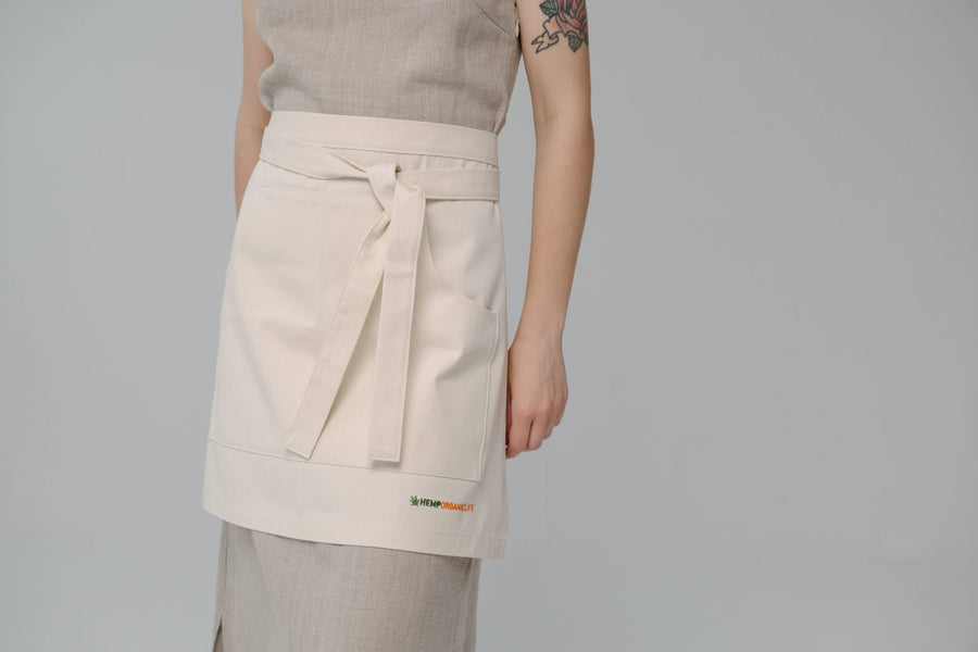 Cotton Waist Apron, natural bistro apron half apron with pockets Personalized Embroidery Apron for women, men