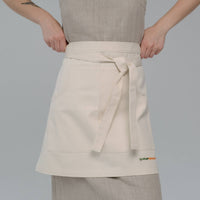 Cotton Waist Apron, natural bistro apron half apron with pockets Personalized Embroidery Apron for women, men