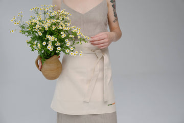 Cotton Waist Apron, natural bistro apron half apron with pockets Apron for women, men