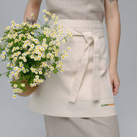 Cotton Waist Apron, natural bistro apron half apron with pockets Personalized Embroidery Apron for women, men