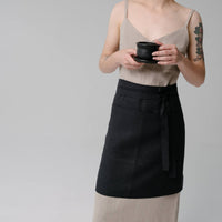 HEMP Black Apron waist apron, natural hemp bistro apron half apron with pockets Personalized Embroidery Apron for women, men