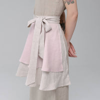 Linen Waist Apron vintage rustic, natural bistro apron half apron Apron for woman