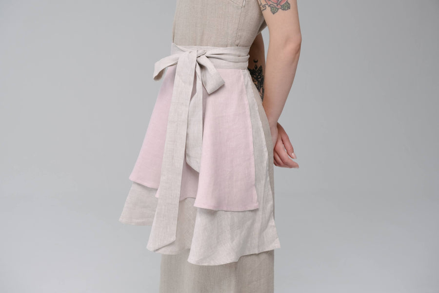 Linen Waist Apron vintage rustic, natural bistro apron half apron Apron for woman