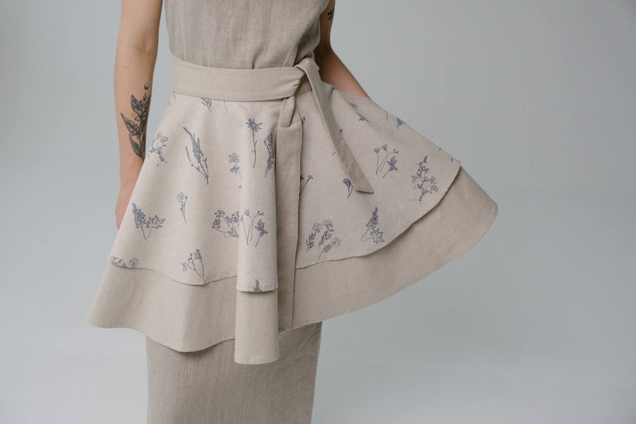 Linen Waist Apron vintage rustic, natural bistro apron half apron Apron for woman