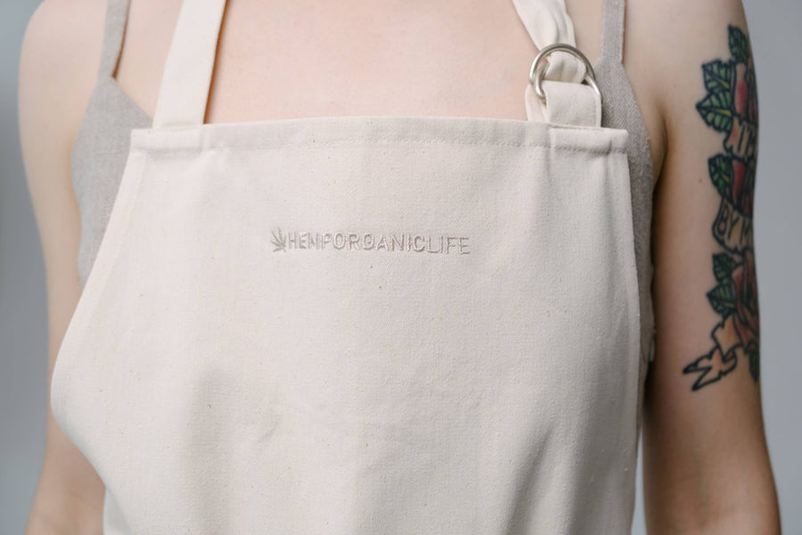 Natural Apron Personalized Eco-friendly Cotton apron Full Embroidery apron Long Apron with pocket for women, men