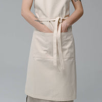 Natural Apron Personalized Eco-friendly Cotton apron Full Embroidery apron Long Apron with pocket for women, men