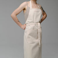 Natural Apron Personalized Eco-friendly Cotton apron Full Embroidery apron Long Apron with pocket for women, men