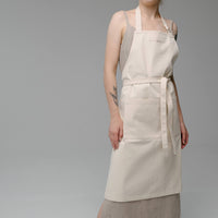 Natural Apron Personalized Eco-friendly Cotton apron Full Embroidery apron Long Apron with pocket for women, men