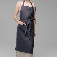 Linen Apron Personalized Full Apron Embroidery apron Long Apron with pocket for women, men