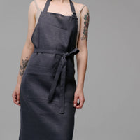 Linen Apron Personalized Full Apron Embroidery apron Long Apron with pocket for women, men