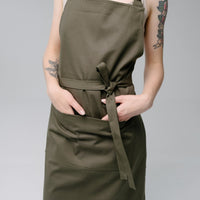 Natural Apron Personalized Eco-friendly Cotton apron Full Embroidery apron Long Apron with pocket for