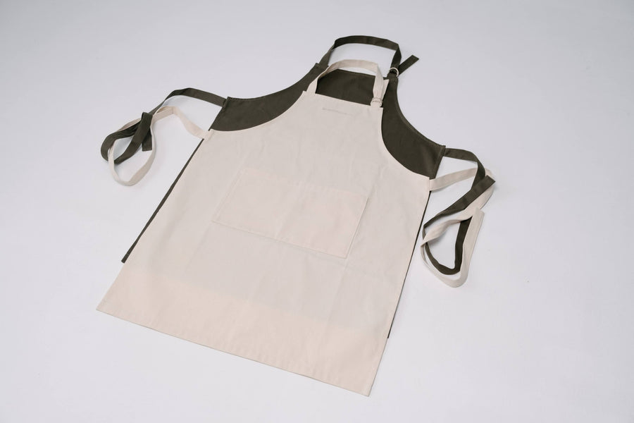 Natural Apron Personalized Eco-friendly Cotton apron Full Embroidery apron Long Apron with pocket for