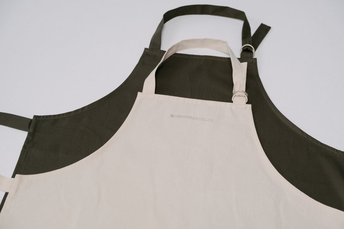 Natural Apron Personalized Eco-friendly Cotton apron Full Embroidery apron Long Apron with pocket for women, men