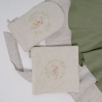 Natural Hemp Linen Oven Mitt and Pot Holder Set Filled unique Hemp fiber filling with embroidery Housewarming gift