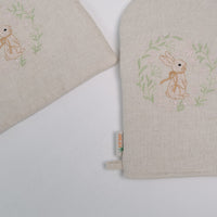 Natural Hemp Linen Oven Mitt and Pot Holder Set Filled unique Hemp fiber filling with embroidery Housewarming gift