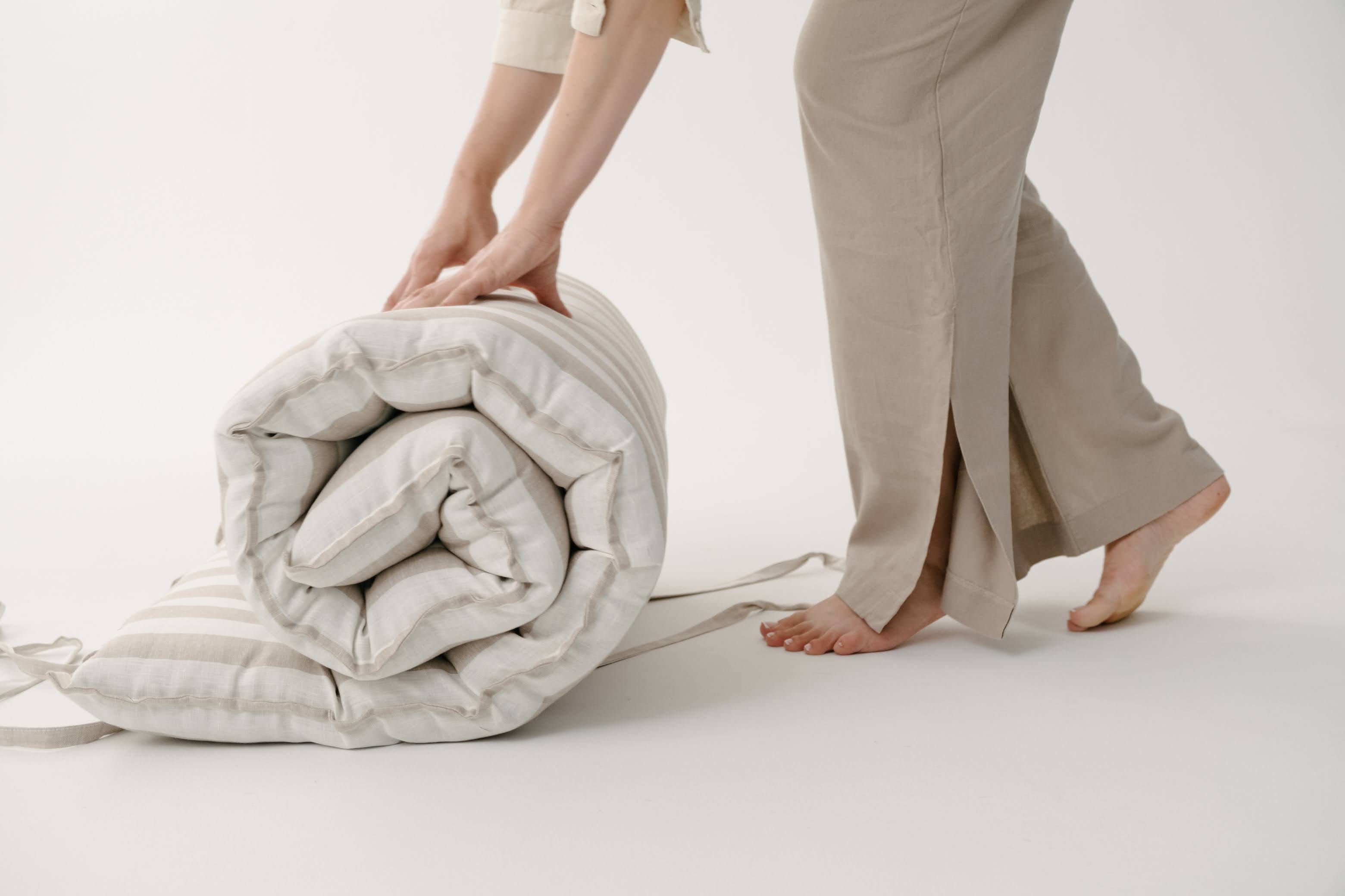 HEMP Linen Topper / Futon / Shikibuton Mat 3” thick filled organic hemp fiber filler in Linen fabric Custom Size Hand made