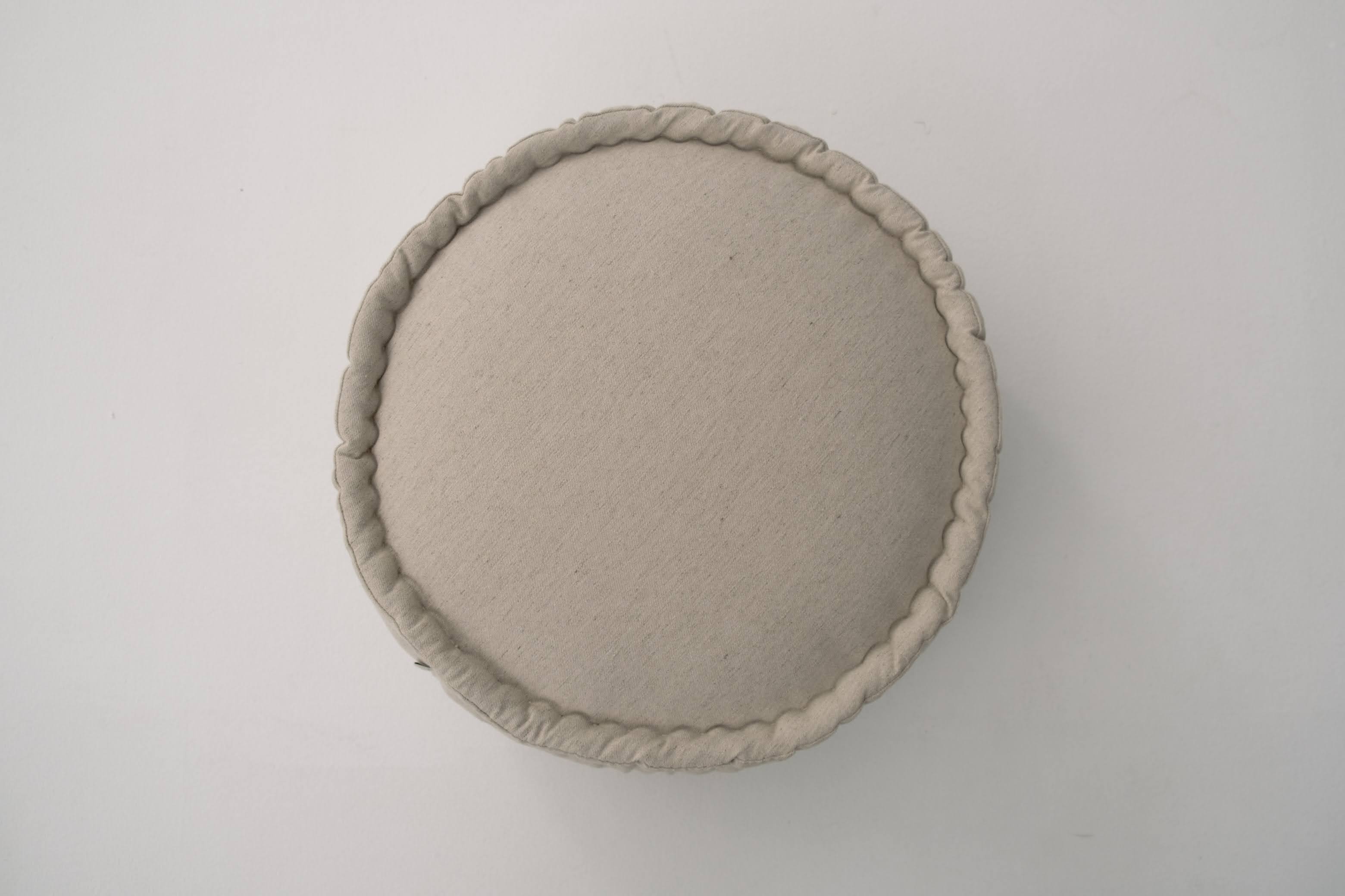 Thick Round Hemp Cushion filled Organic Hemp Fiber in natural Linen fabric Floor cushion Meditation pillow custom made size