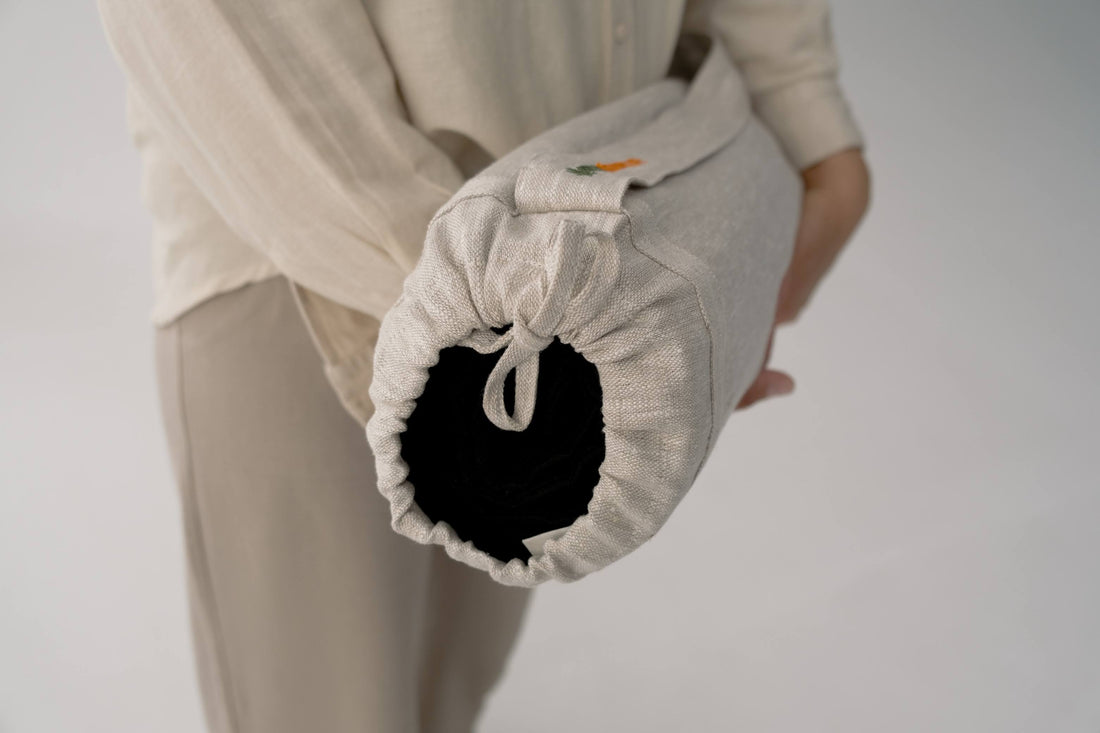 Linen Bag for yoga mat Natural non-dyed linen fabric