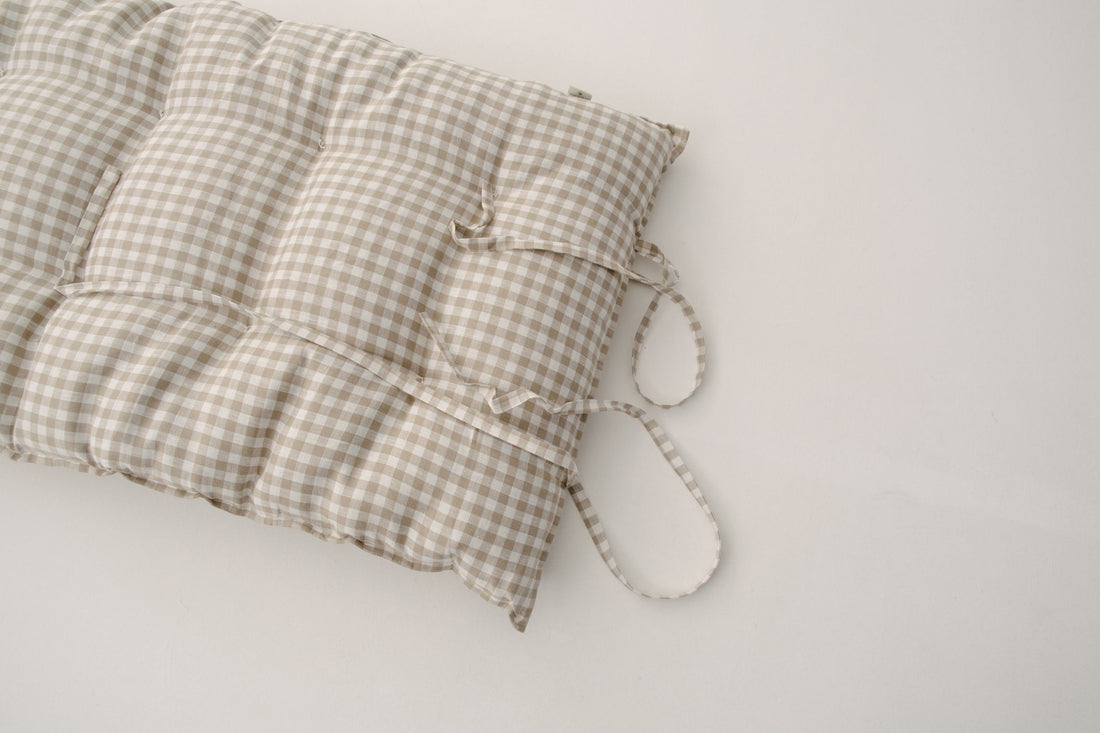 Organic Play mat Crawling mat filled HEMP Fiber in linen fabric playpen Blanky padded